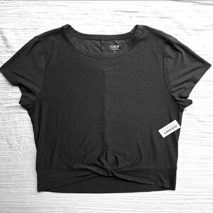 NEW Old Navy Active Cloud Motion Go Dry Womens Large Knot Twist Front NWT Black